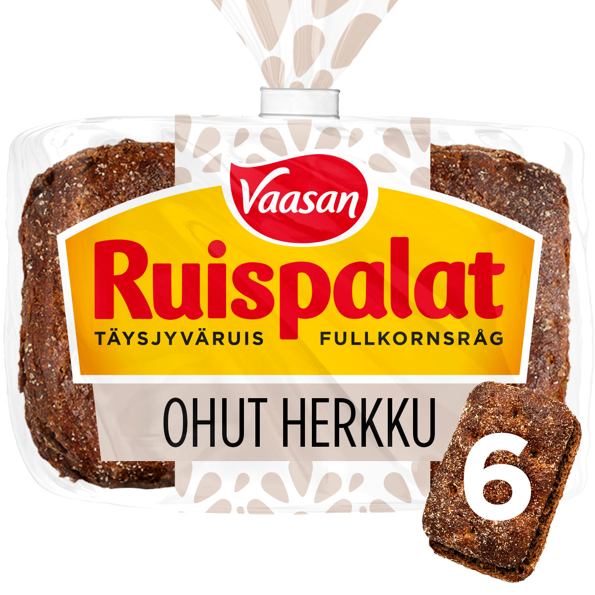 Vaasan Ruispalat Ohut Herkku 195 g 6 pcs Thin Wholegrain Rye bread