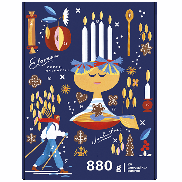 Elovena 880g instant oatmeal christmas calendar