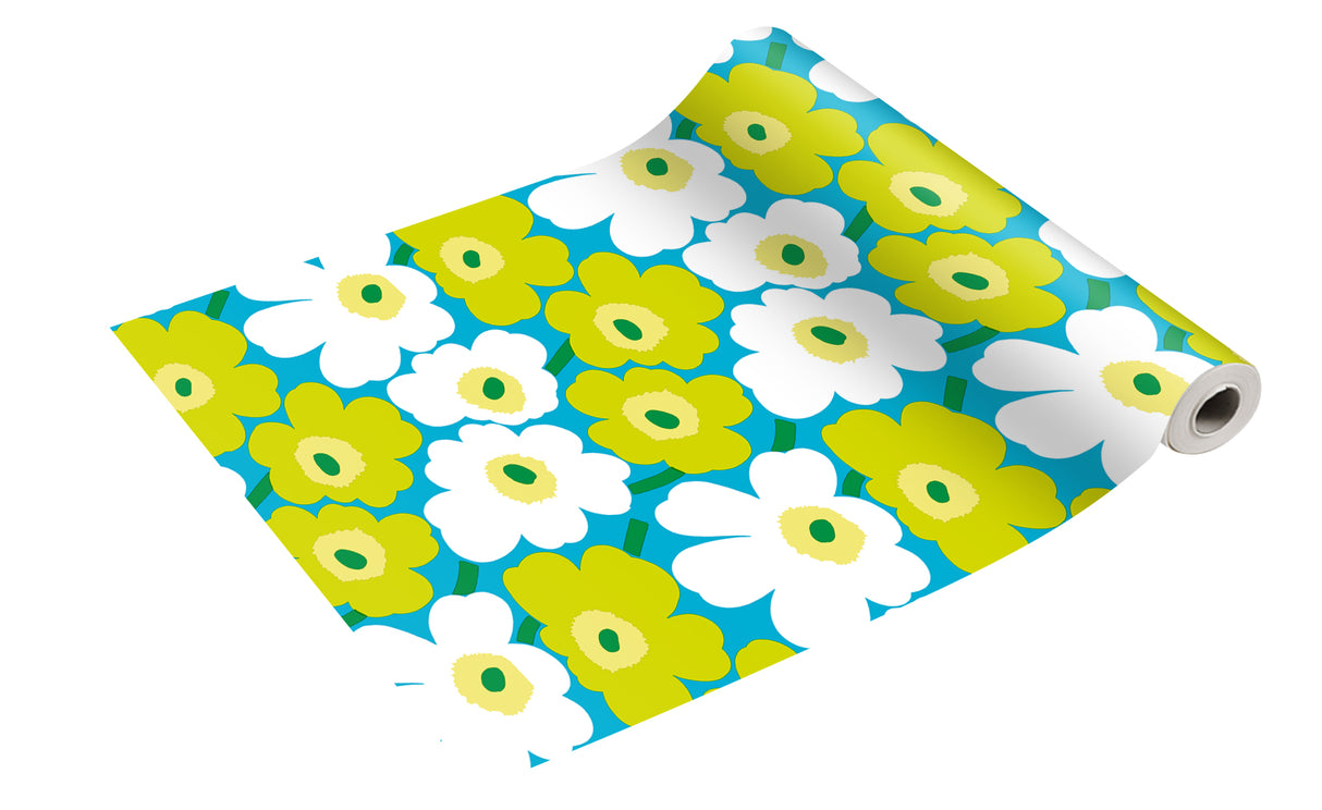 Marimekko duk Unikko blågrön 0,4x4,8m