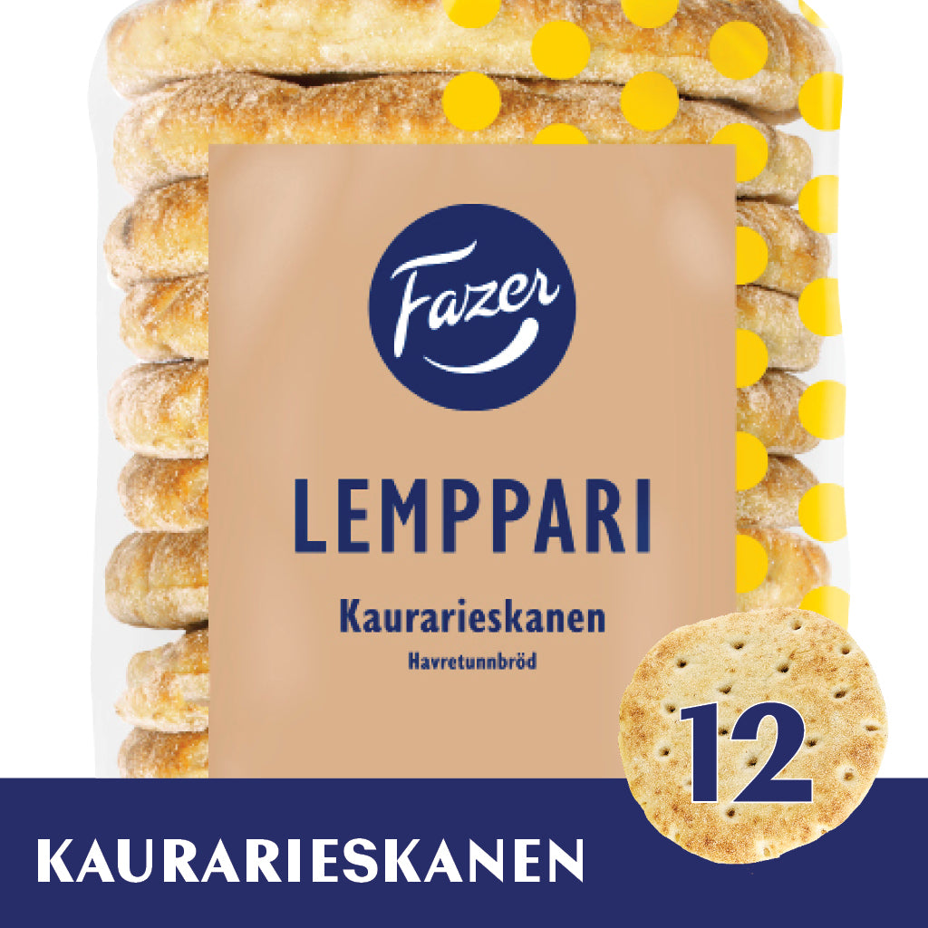 Fazer Lemppari Thin Oat Bread 12pcs 310g, thin oat-wheat bread