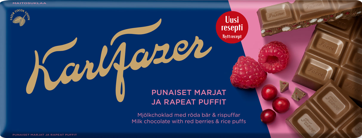 Karl Fazer milk chocolate with red berries 180g