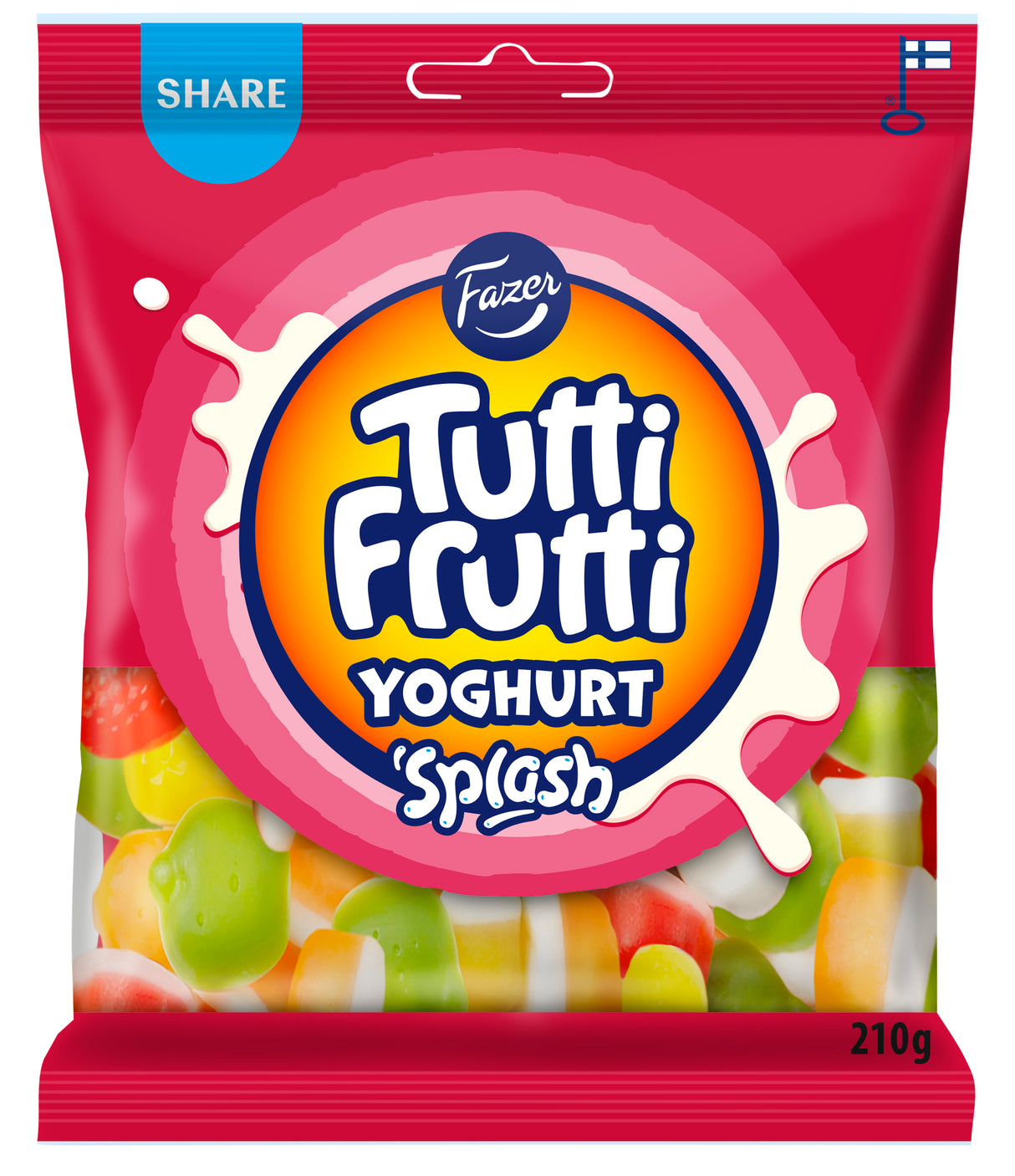 Fazer Tutti Frutti Yoghurt Splash karkkipussi 210g