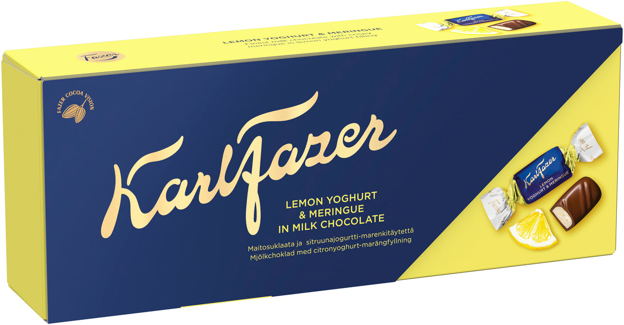 Karl Fazer sitruuna-marenkijogurtti maitosuklaakonvehteja 250g