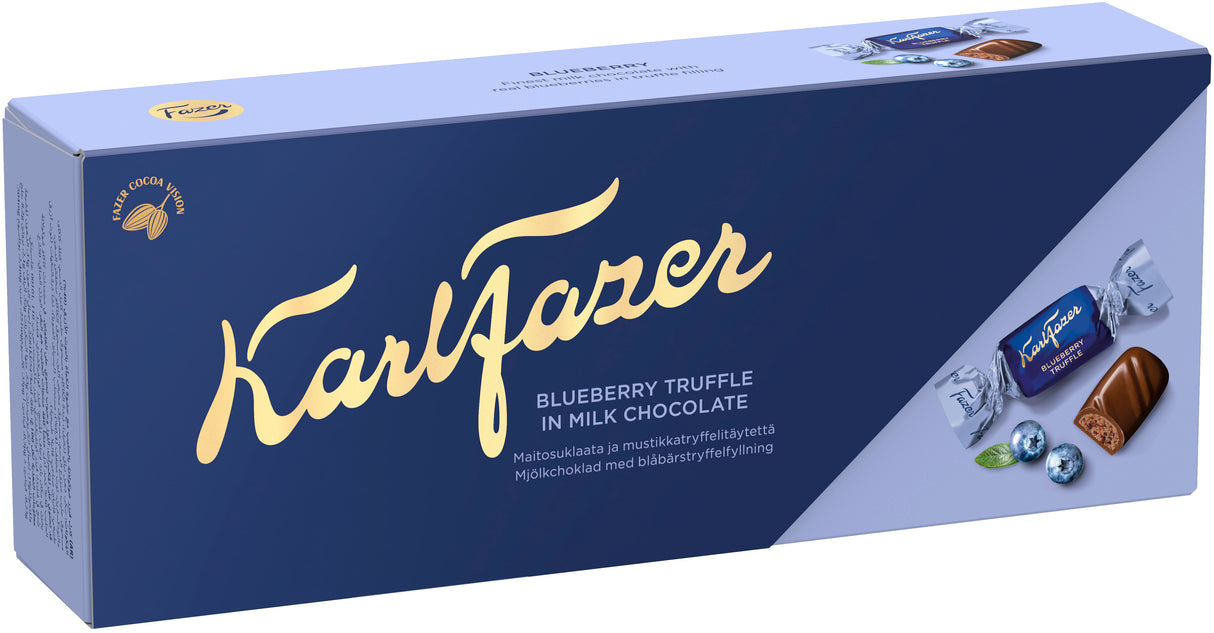 Karl Fazer blåbärstryffelfyllda mjölkchokladpraliner 250g