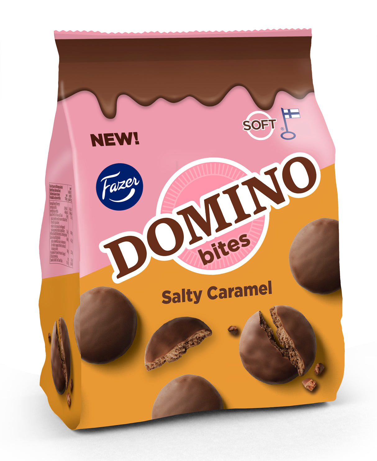 Fazer Domino Bites Salty Caramel indulgent biscuits 185g