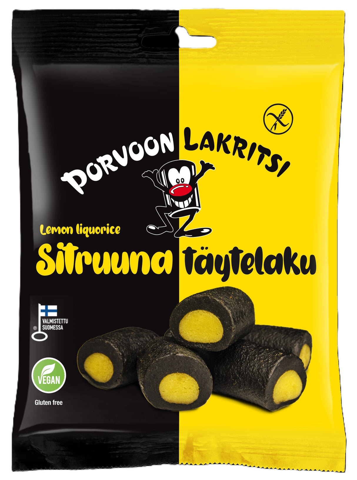 Porvoon Lakritsi Glutenfree filled liquorice lemon 150g liquorice with lemon flavored filling