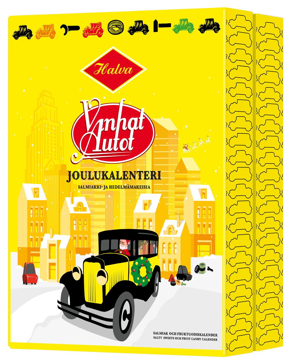 Halva Vanhat Autot salmiakki- ja hedelmäkarkkijoulukalenteri 200 g