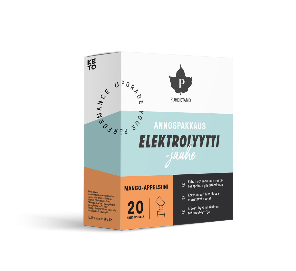 Puhdistamo Elektrolyttpulver Portionsförpackning Mango-Apelsin 20 x 5 g