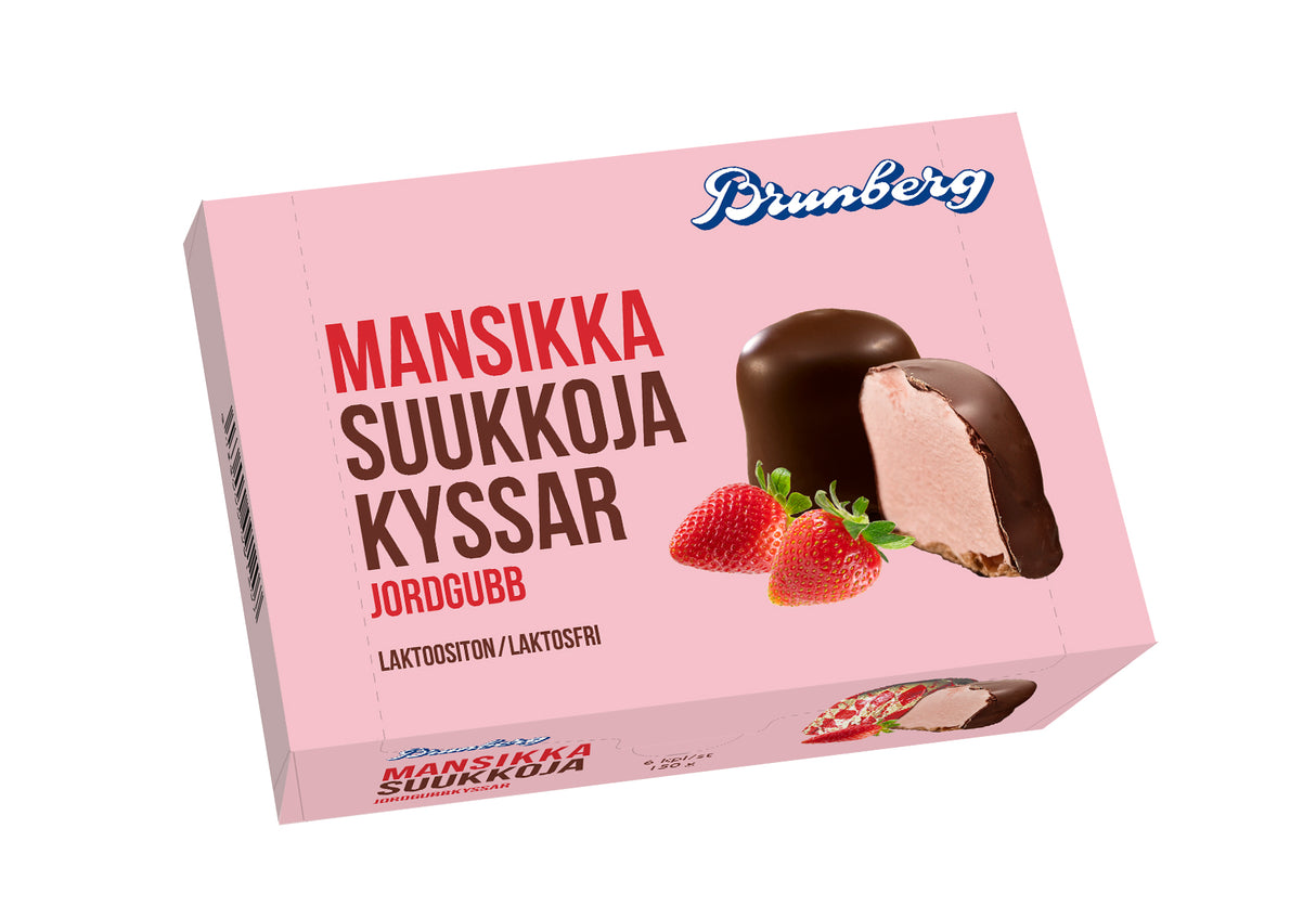 Brunberg Mansikkasuukko kuorrutettuja vaahtomakeisia 150g/6kpl