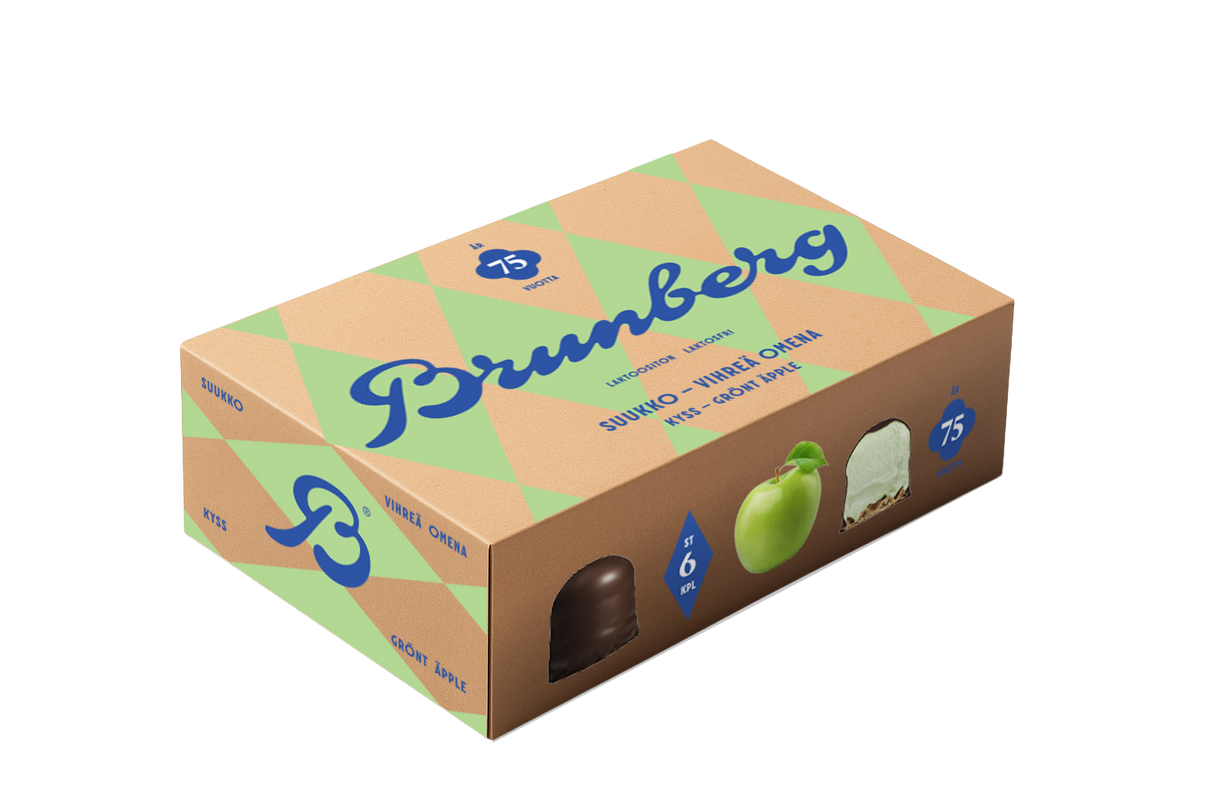 Brunberg Vihreä Omena Suukko kuorrutettuja vaahtomakeisia 150g/6kpl