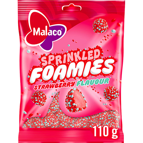 Malaco Sprinkled Foamies Strawberry makeinen 110g