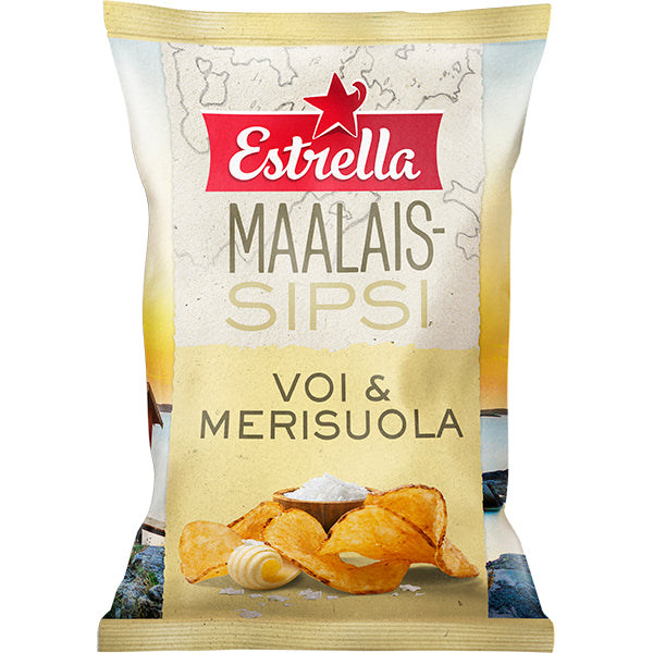 Estrella Maalaissipsi voi & merisuola 180g