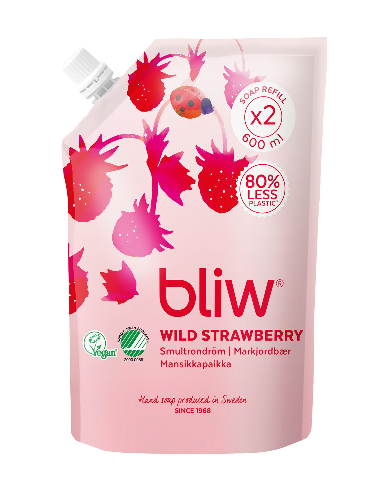 Bliw Mansikkapaikka täyttöpussi nestesaippua 600ml