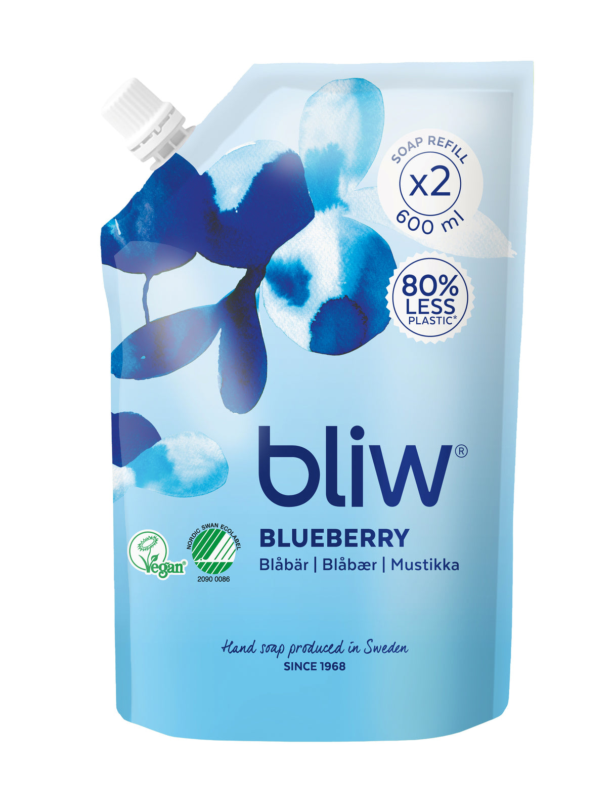 Bliw: Blåbär 600ml Flytande tvål påfyllningsförpackning