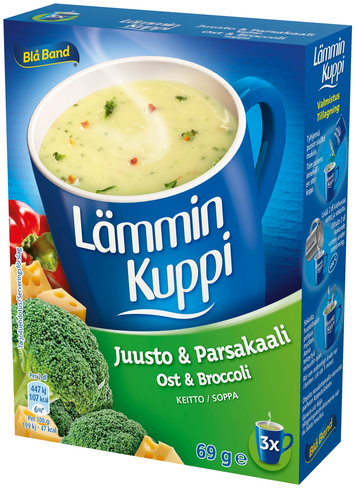 Blå Band Lämmin Kuppi low lactose Cheese Broccoli soup 3x23g