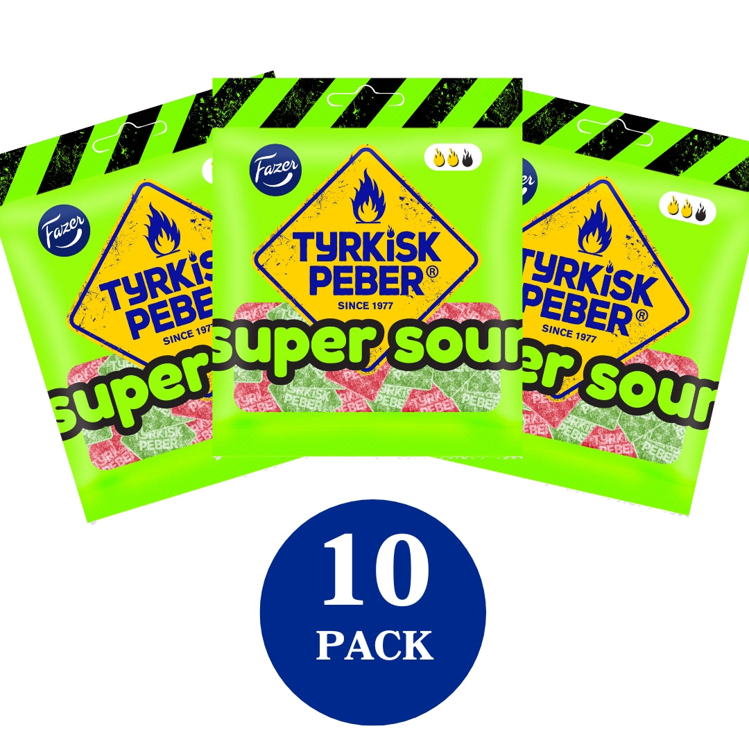10 x Fazer Tyrkisk Peber Super Sour makeispussi 80g
