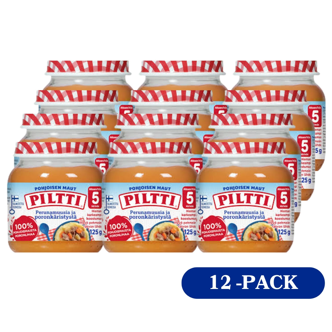 12 x Piltti Northern flavors 125g Mashed potatoes and reindeer stew baby meal 5 months