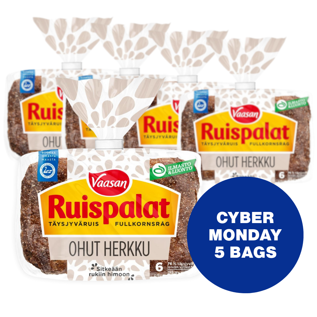 5 x Vaasan Ruispalat Ohut Herkku 195g 6 kpl