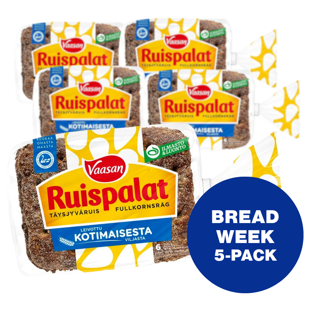 5-PACK Vaasan Ruispalat 330 g 6 kpl revitty täysjyväruisleipä