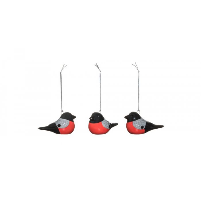 Winteria Branch Decoration Red Bullfinch 3 pcs pack