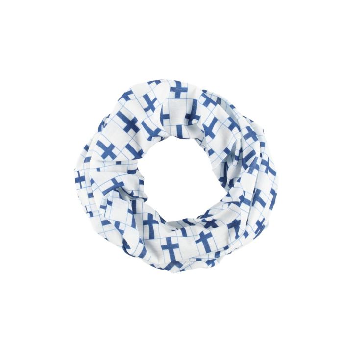 Blue and white tube scarf
