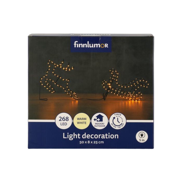 Finnlumor Valokoriste Silhuetti 268 LED Poro ja reki