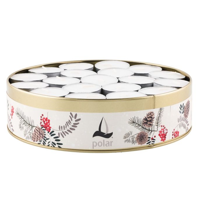 Polar Lämpökynttilä 4h metallirasiassa 57 kpl Punatulkku