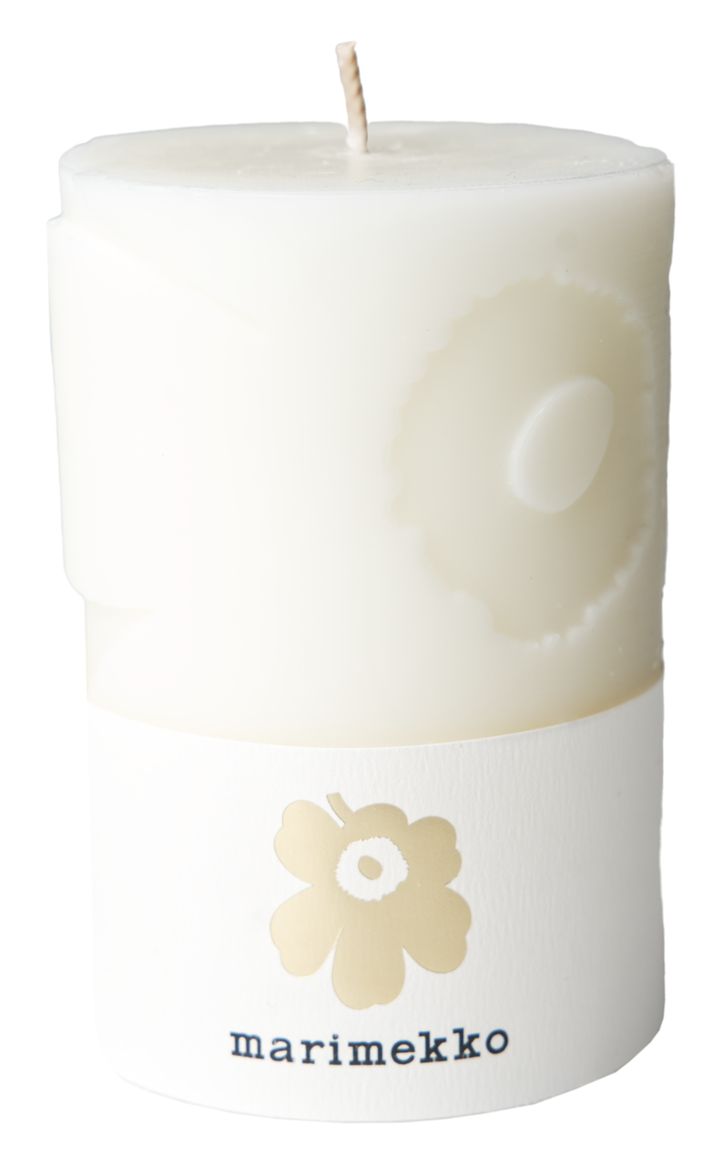 Marimekko Unikko natural white pillar candle 1pcs/6,5x10cm