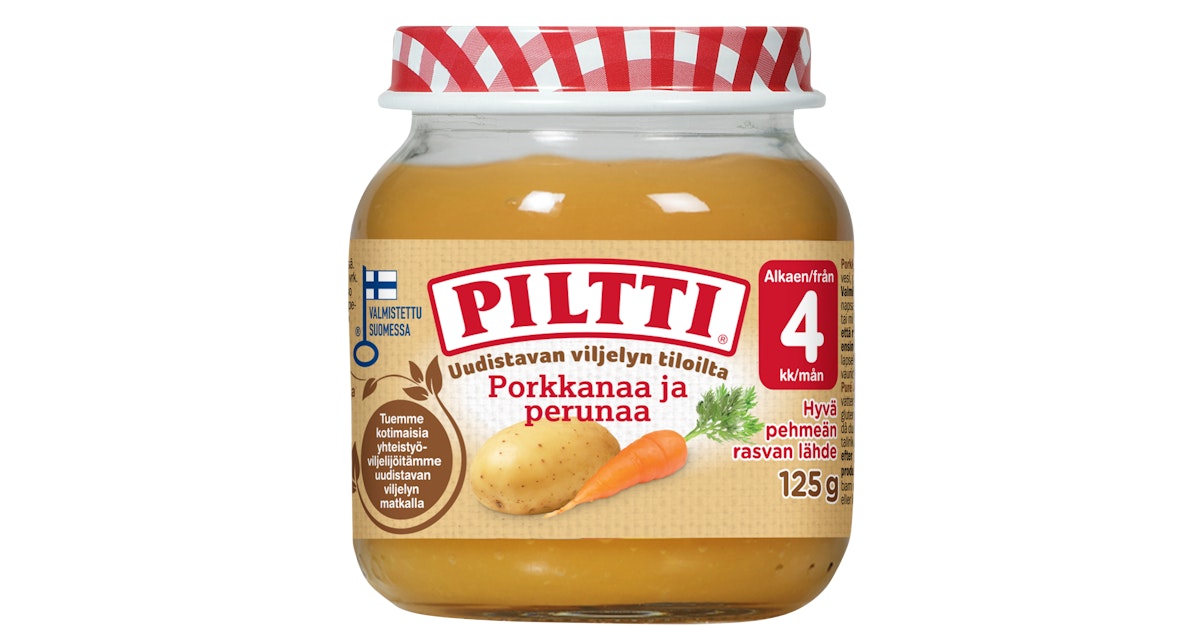 12 x Piltti 125g Porkkanaa ja perunaa lastenateria 4kk
