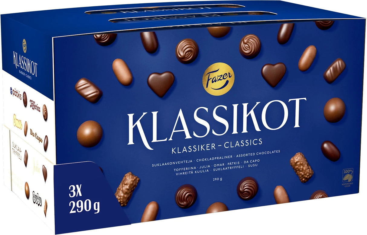 Fazer Klassikot suklaakonvehteja 290g 3-pack