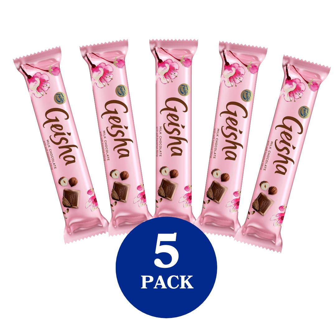 Fazer Geisha hazelnut nougat milk chocolate bar 37g 5-PACK