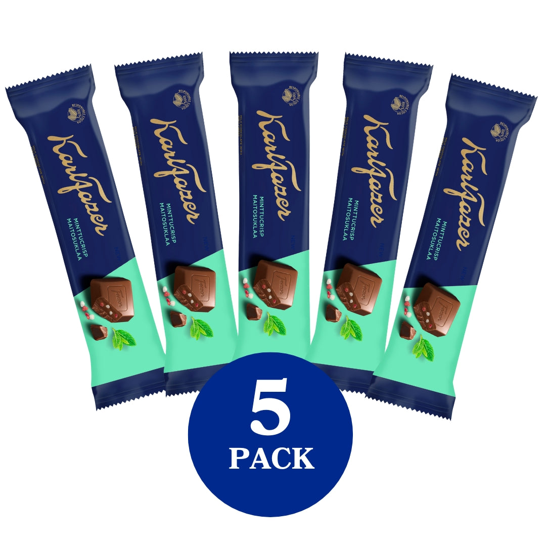 Karl Fazer milk chocolate countline with mint crips countline 37g 5-PACK