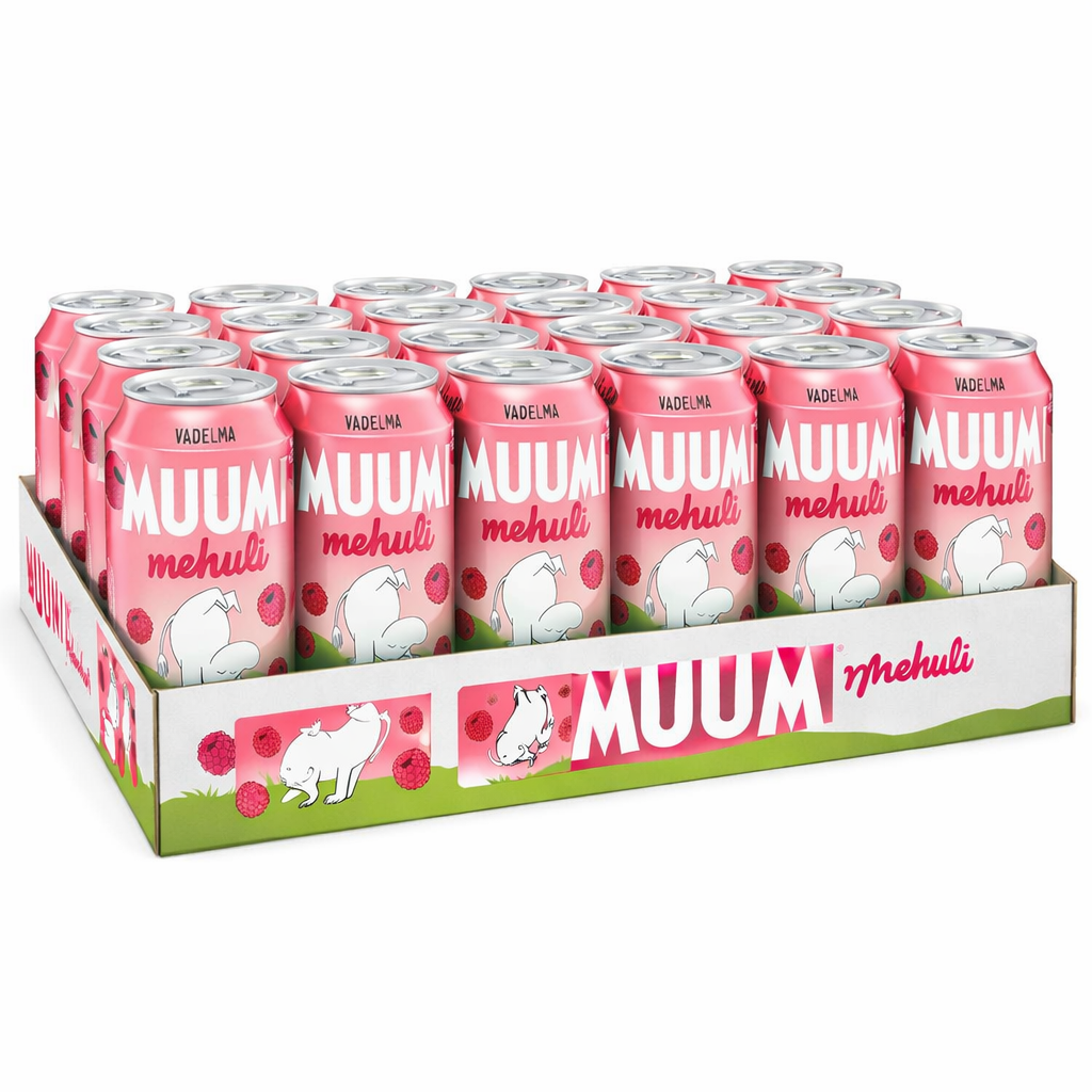 24 x Muumi Mehuli Vadelma virvoitusjuoma tölkki 0,33 L