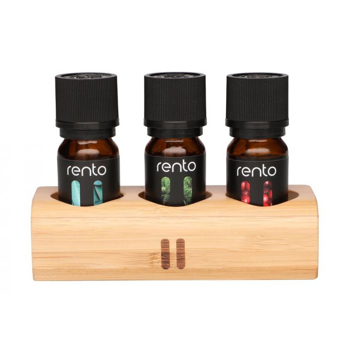 Rento Sauna fragrance 3x10ml in a bamboo holder