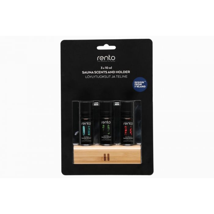Rento Sauna fragrance 3x10ml in a bamboo holder