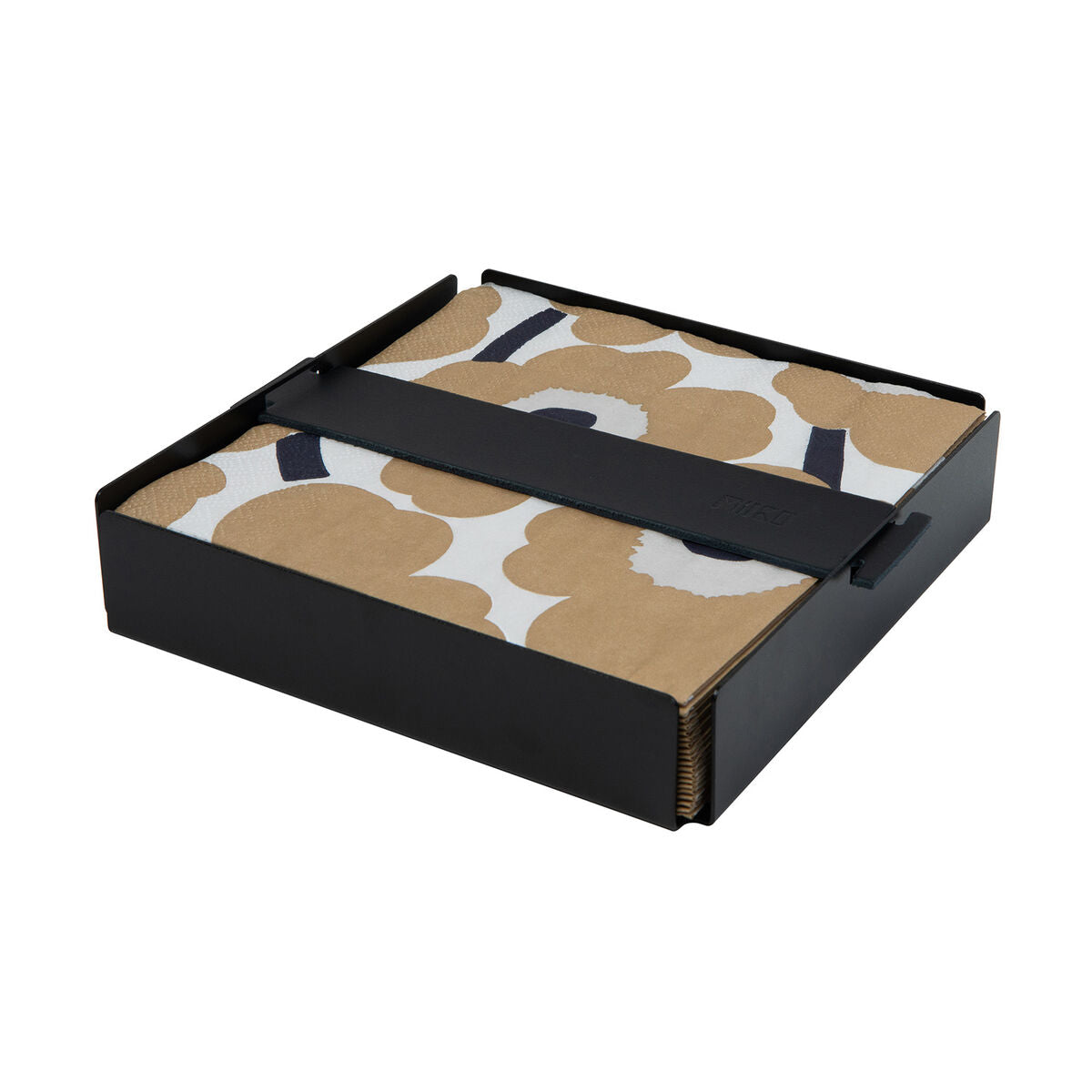 Miiko Large Napkin Holder with Black Leather Strap