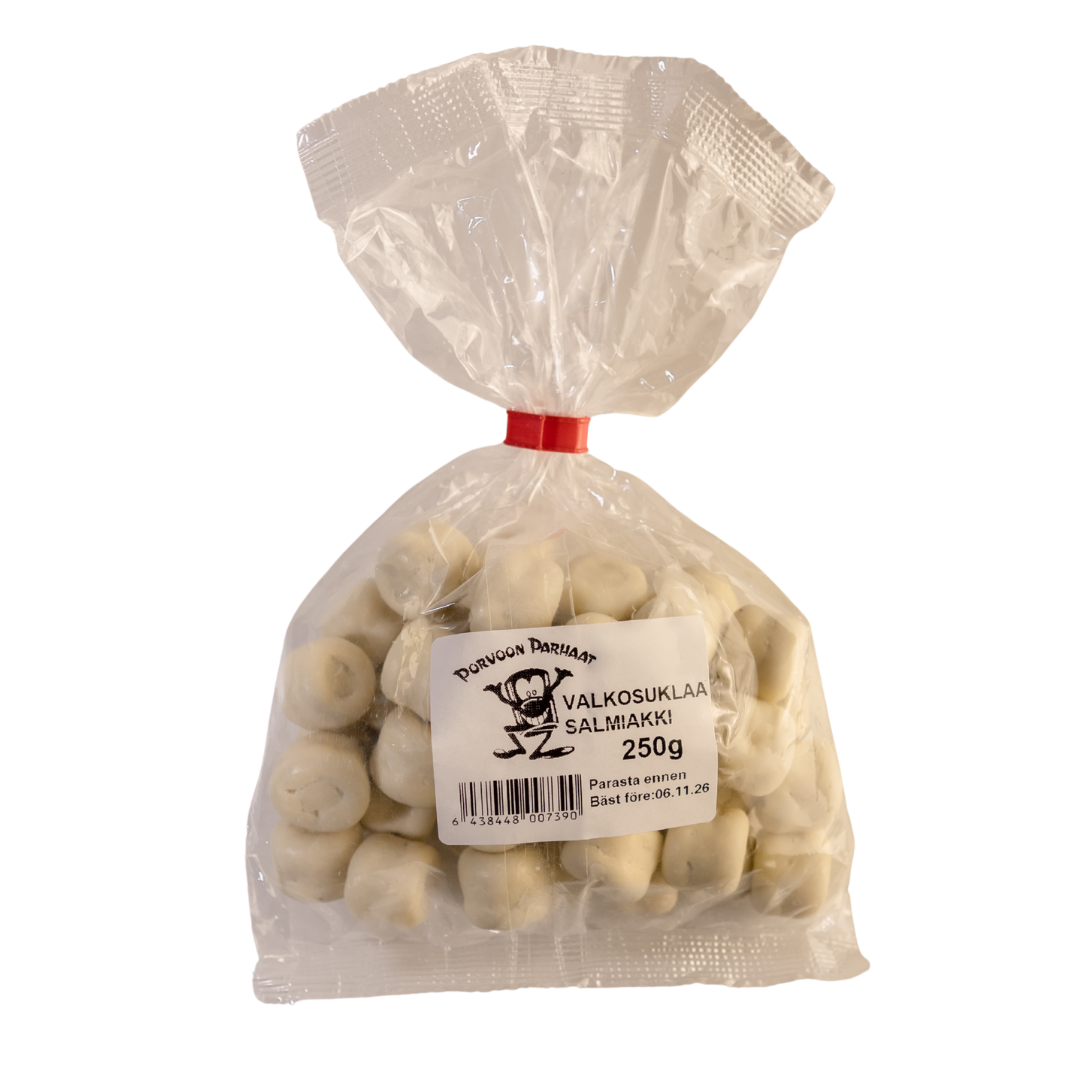 Porvoon parhaat Valkosuklaakuorrutteinen salmiakkilakritsi 250g