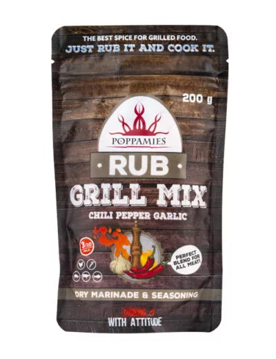 Poppamies Rub Grill Mix chili-pepper-garlic mausteseos 200g