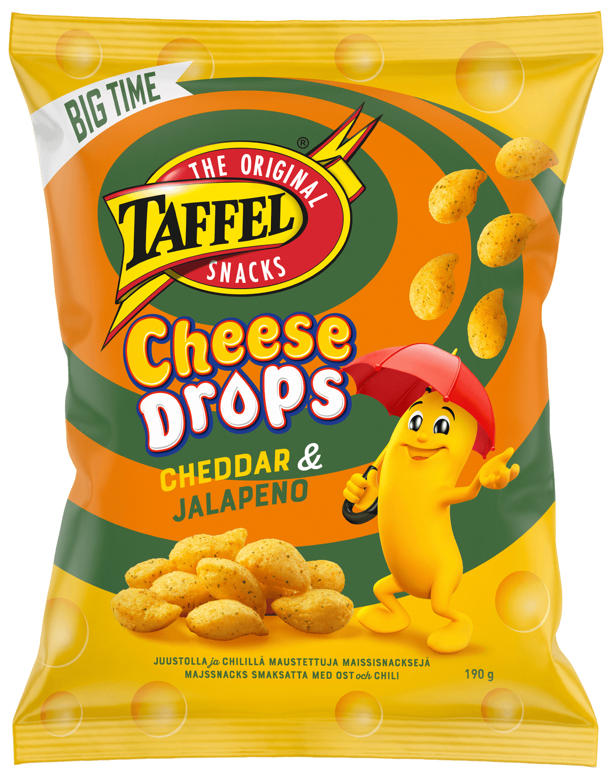 Taffel Cheese Drops cheddar & jalapeno maustettu juustosnacks 190g