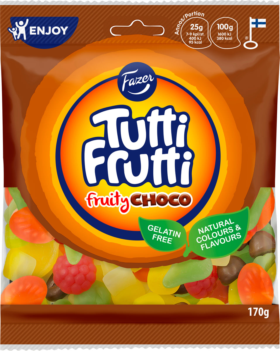 Fazer Tutti Frutti Passion Mix of Fruity Wine Gums Candy Sweets Bag 180g
