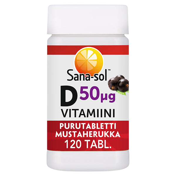 Sana-sol vitamin D 50µg blackcurrant chewing tablet food supplement 120tabl