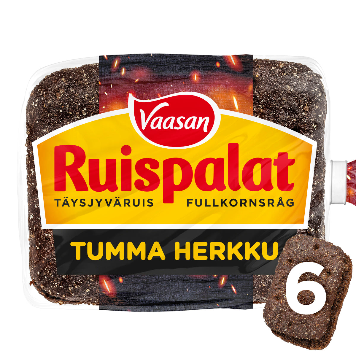 Vaasan Ruispalat Mörk Delikatess 300g 6 st fullkornsrye bröd
