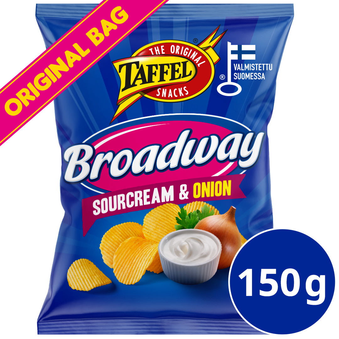 Taffel Broadway sourcream & onion maustettu sipsi 150g