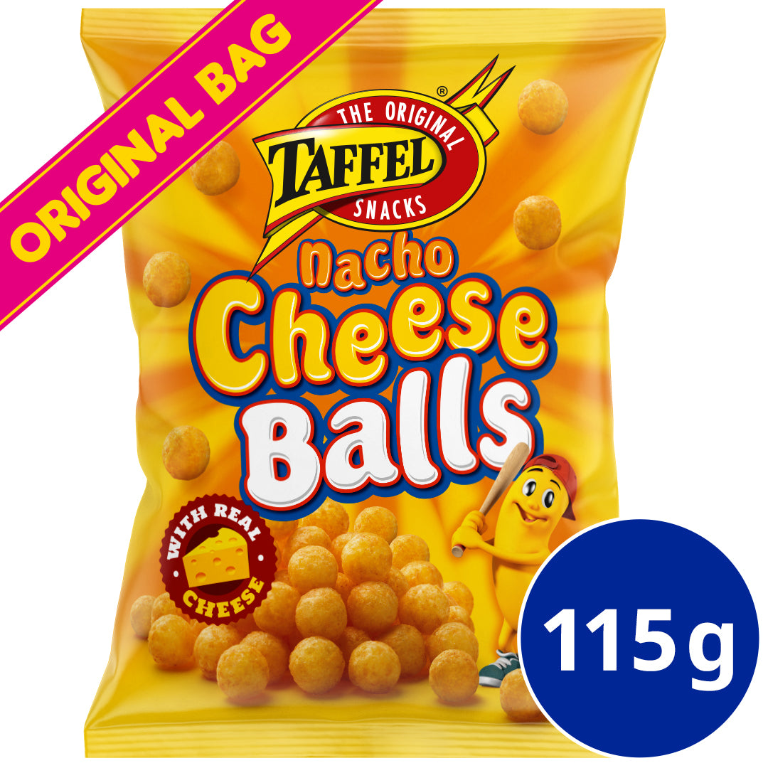 Taffel Nacho Cheese Balls flavoured cheese snacks 115g