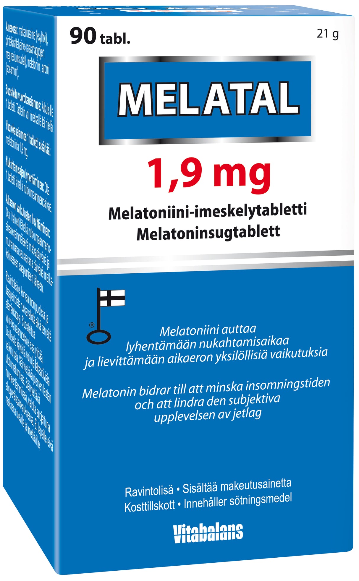 Melatal 1,9 mg melatonin-sugtablett 90 tabl. Vitabalans