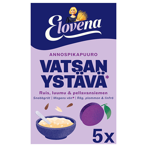 Elovena 175g havregrynsvän ruis, plommon & linfrö portionssnabbgröt