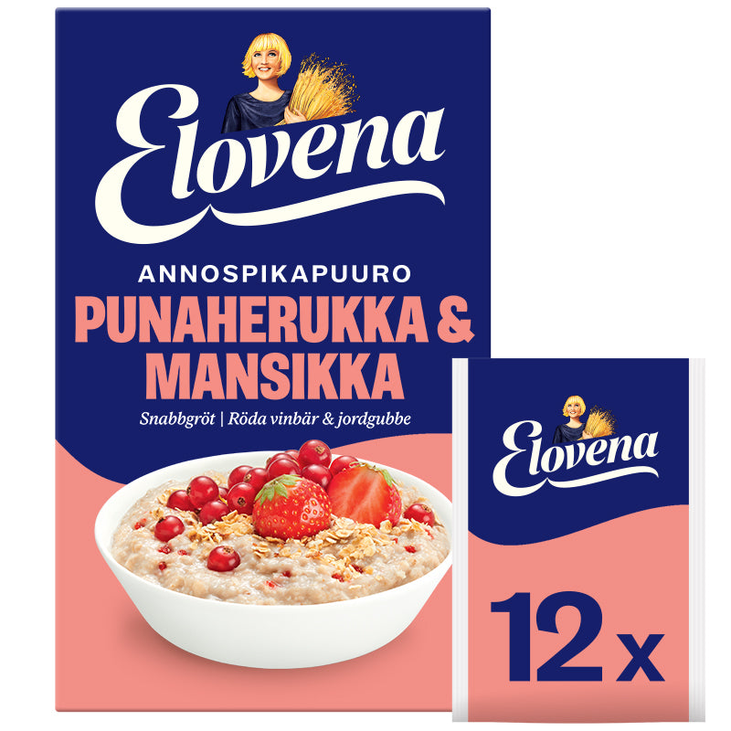 Elovena 420g svartvinbär-jordgubb portionhavregryn