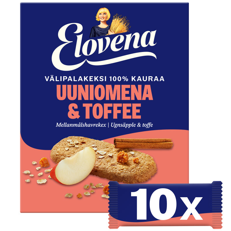 Elovena 10x30g Uuniomena-Toffee Snackkeks 100% Hafer