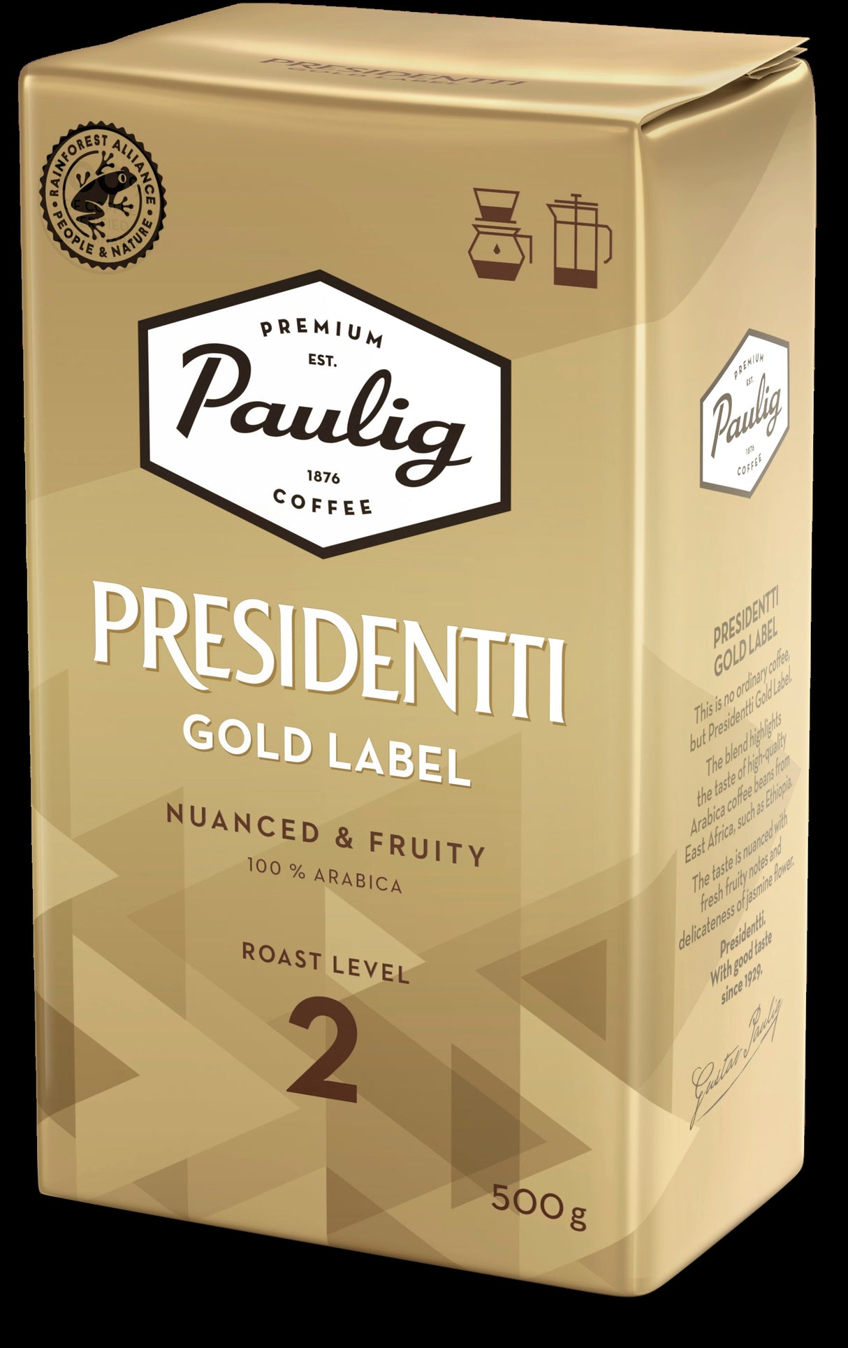 Paulig Presidentti Gold Label kaffe filtermalning 500g