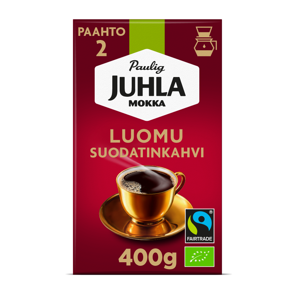 Paulig Juhla Mokka Luomu kahvi suodatinjauhatus 400g